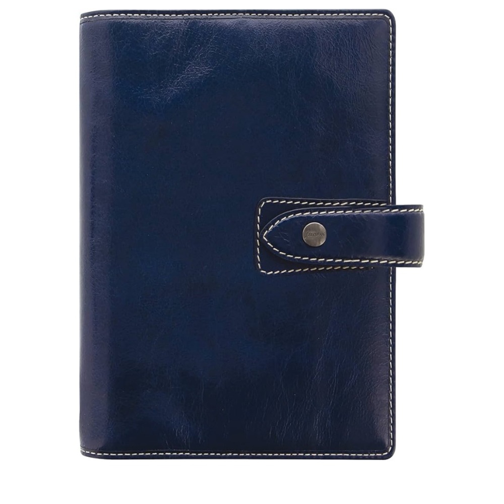 Beautiful Filofax Malden - personal size - navy with white stitching. Like new.